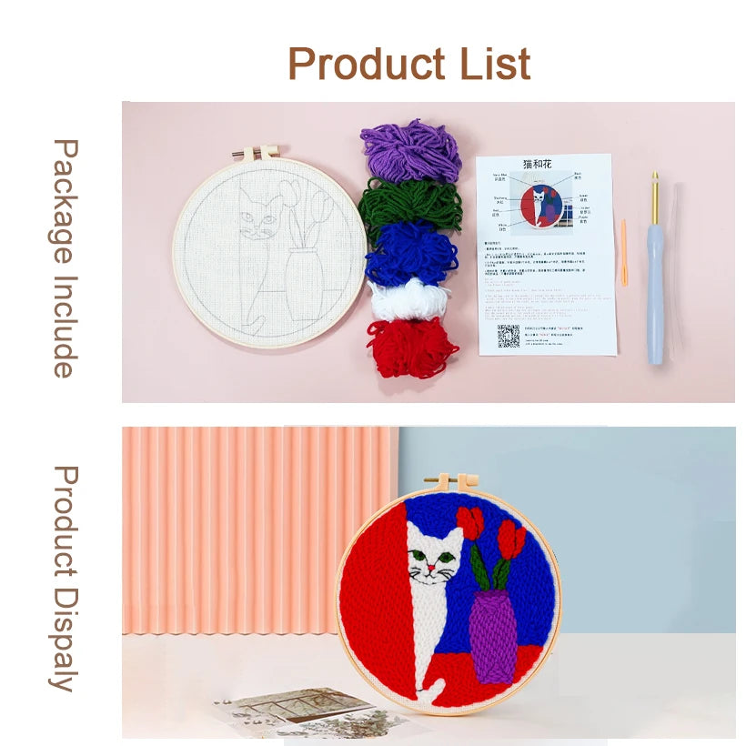 Punch Needle Kit, Christmas Animal Designs for Beginner Embroidery & Gifts