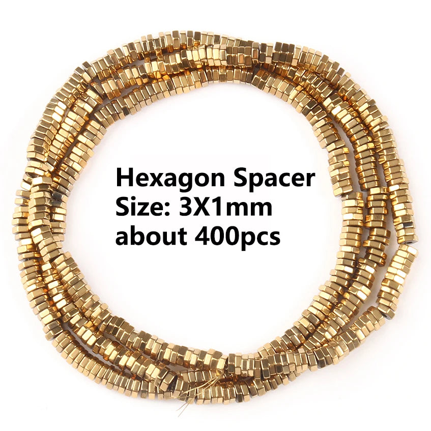 Stone Beads Gold-Tone Hematite-Style Spacer Shapes for DIY Jewelry Making