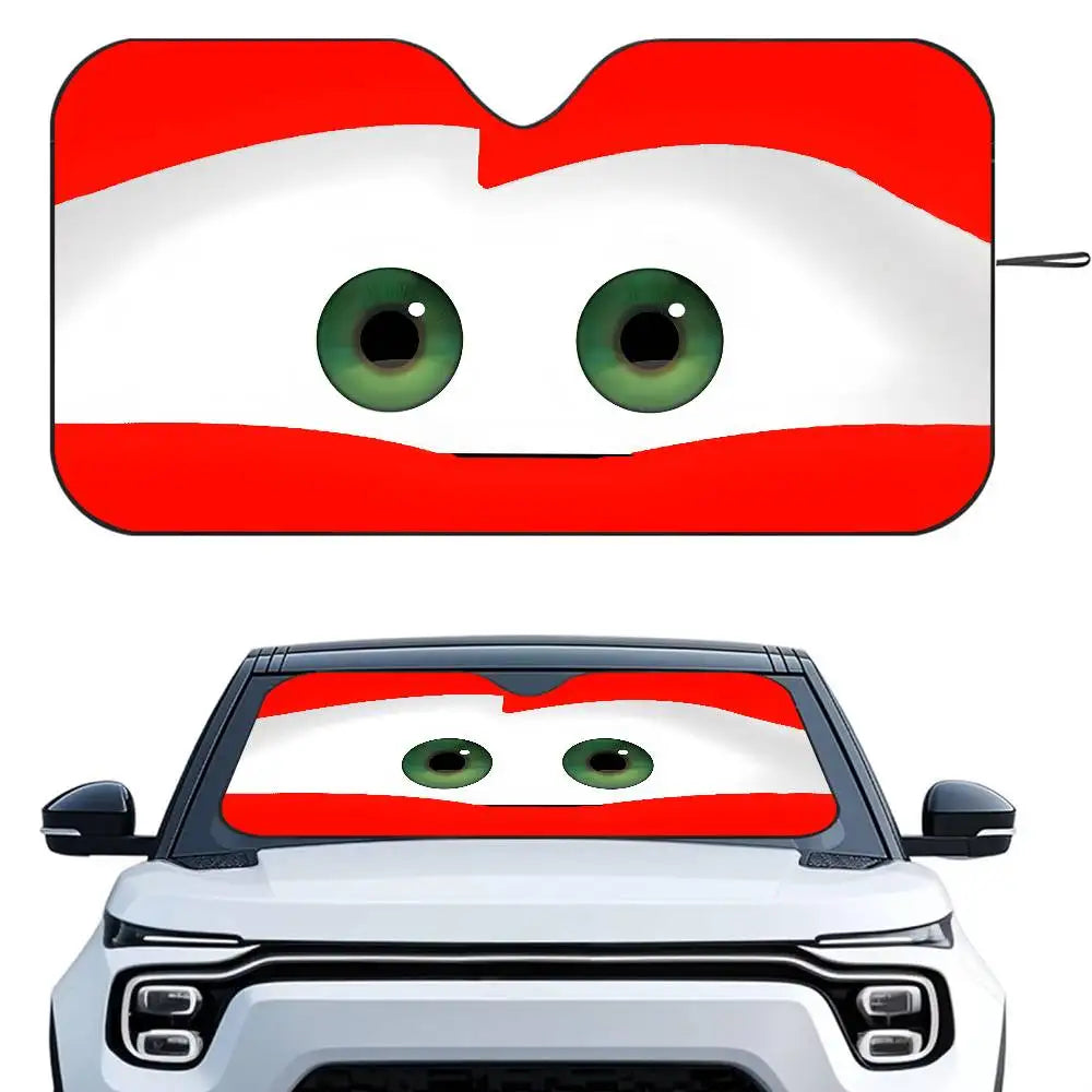 Cartoon Car With Cute Eyes Car Sun Shade UV Protector