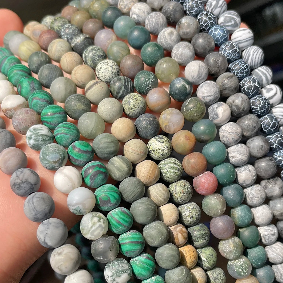 Stone Beads Matte Round Turquoise Jasper Quartz Styles for DIY Jewelry Making