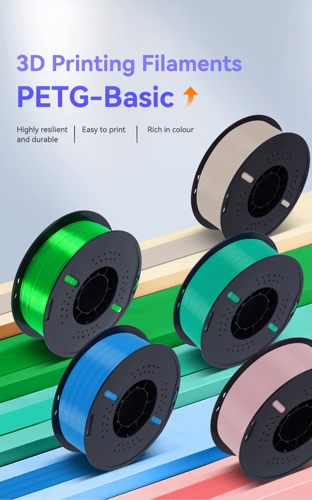 KINGROON 10KG PLA Filament PETG 3D Filament 1.75mm For 3D Printer Filament 10 Rolls/Set Mixed Colors and Materials FDM Printing Fast Ship