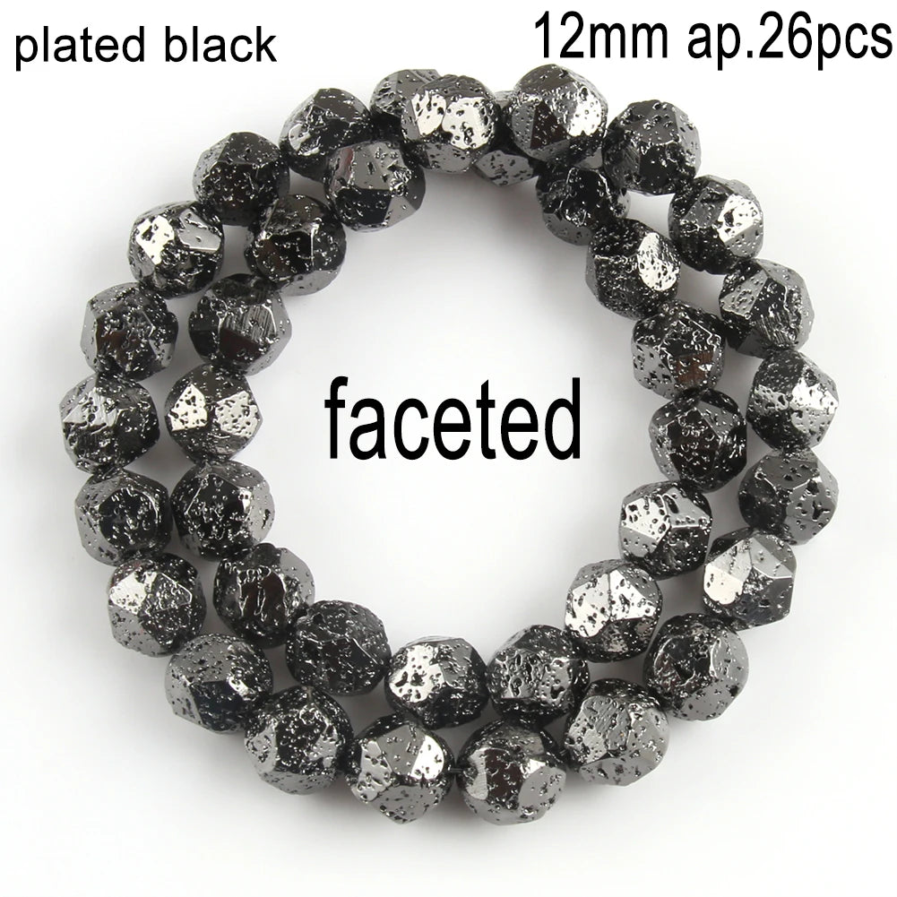 Stone Beads Black Volcanic Lava Spacer Waist Bracelets Necklace Craft Beads