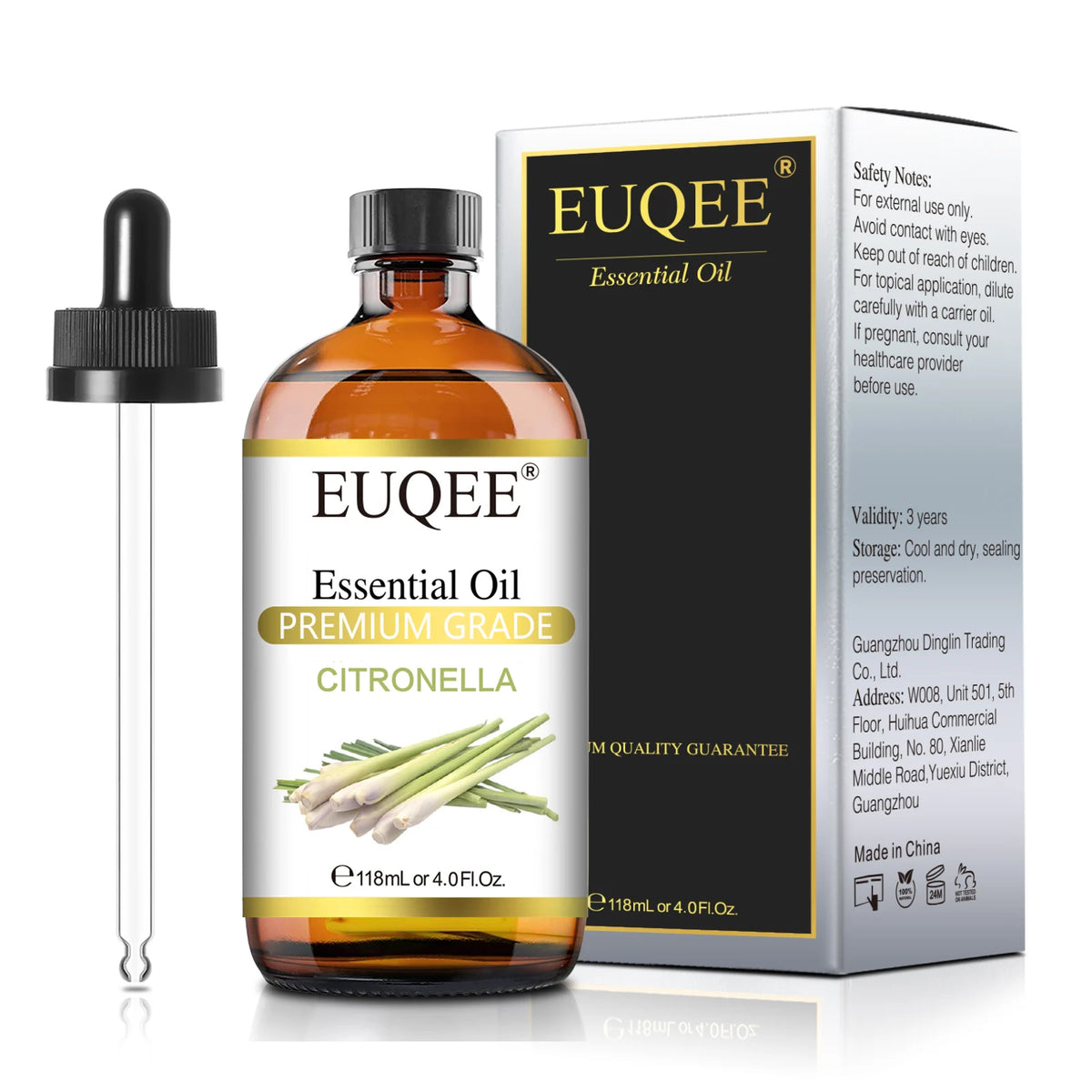 EUQEE Pure Essential Oil 118ml Premium Grade Glass Dropper Diffuser Candle 22 Scents