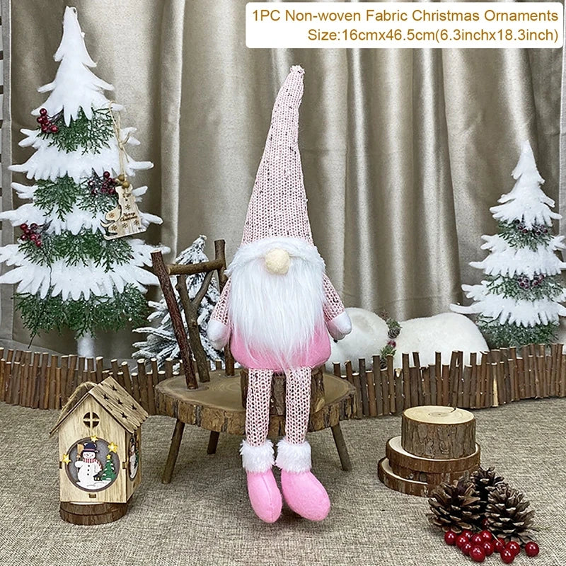 Christmas Standing Dolls Santa Snowman Reindeer Figurines Holiday Decor Gift