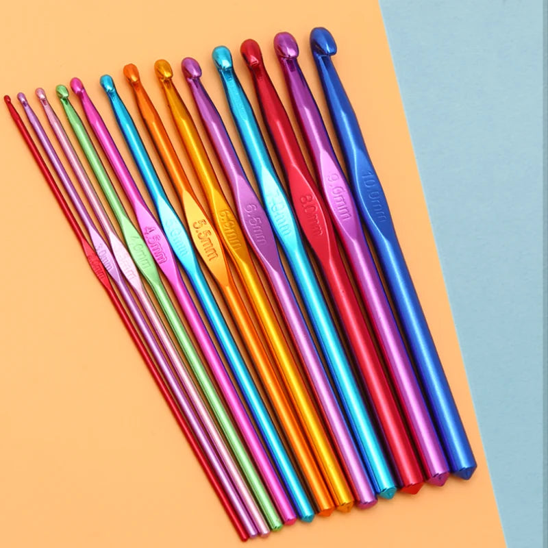 Crochet Hook Set, Colorful Aluminum for Dolls, Sweaters & Handmade Scarves