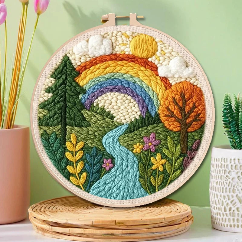 Punch Needle Kit, Scenery Designs for Beginner Embroidery & Home Decor
