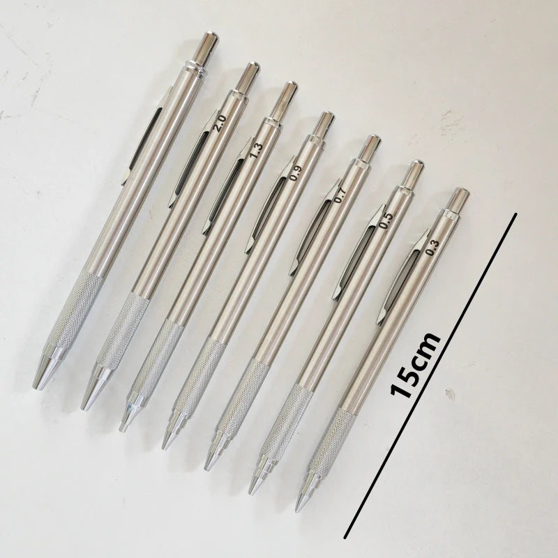 Full Metal Mechanical Pencil with Lead Refills — 0.3 to 3.0mm Precision Drawing