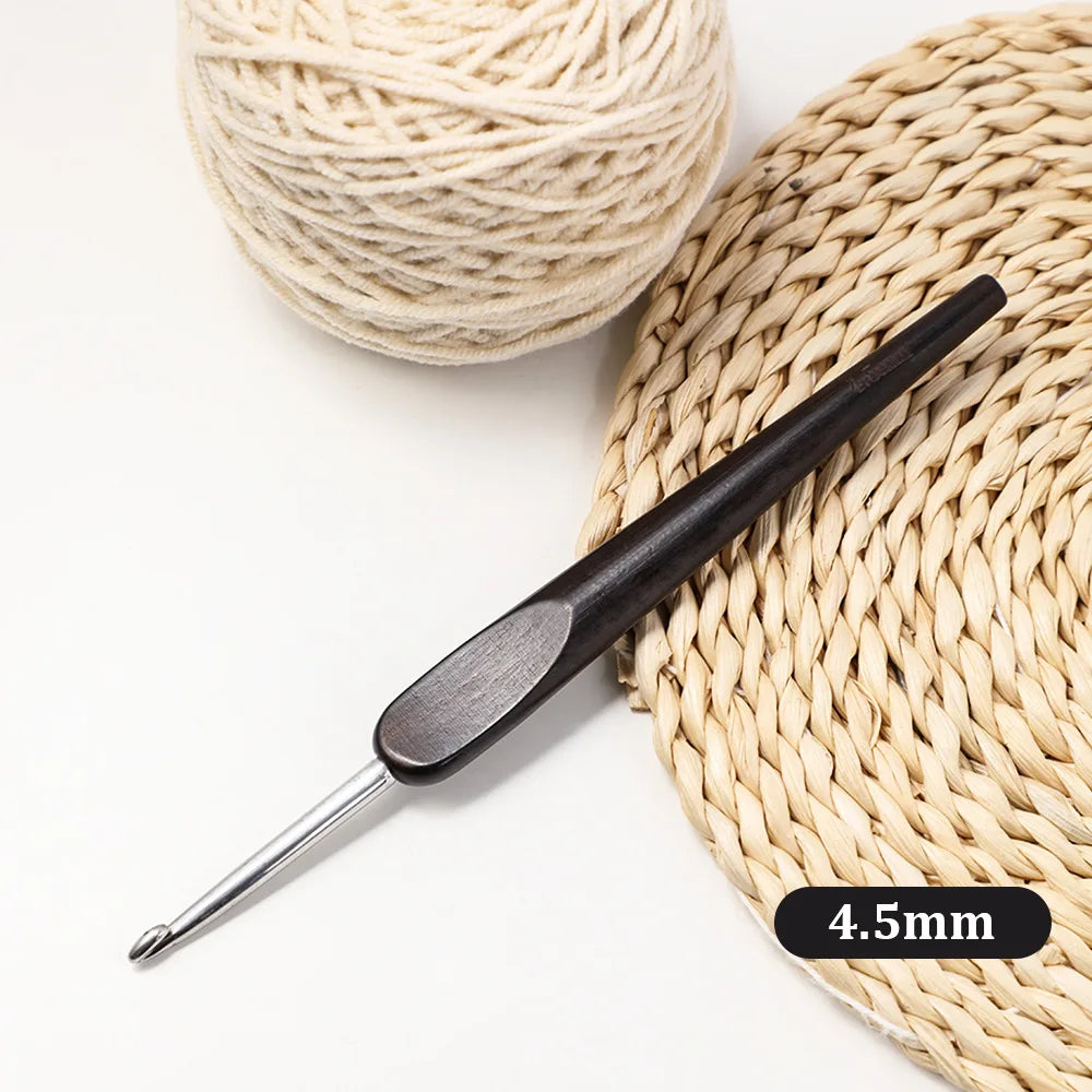 Crochet Hook, Polished Wooden Handle for Handmade Yarn & Needlework Crafts