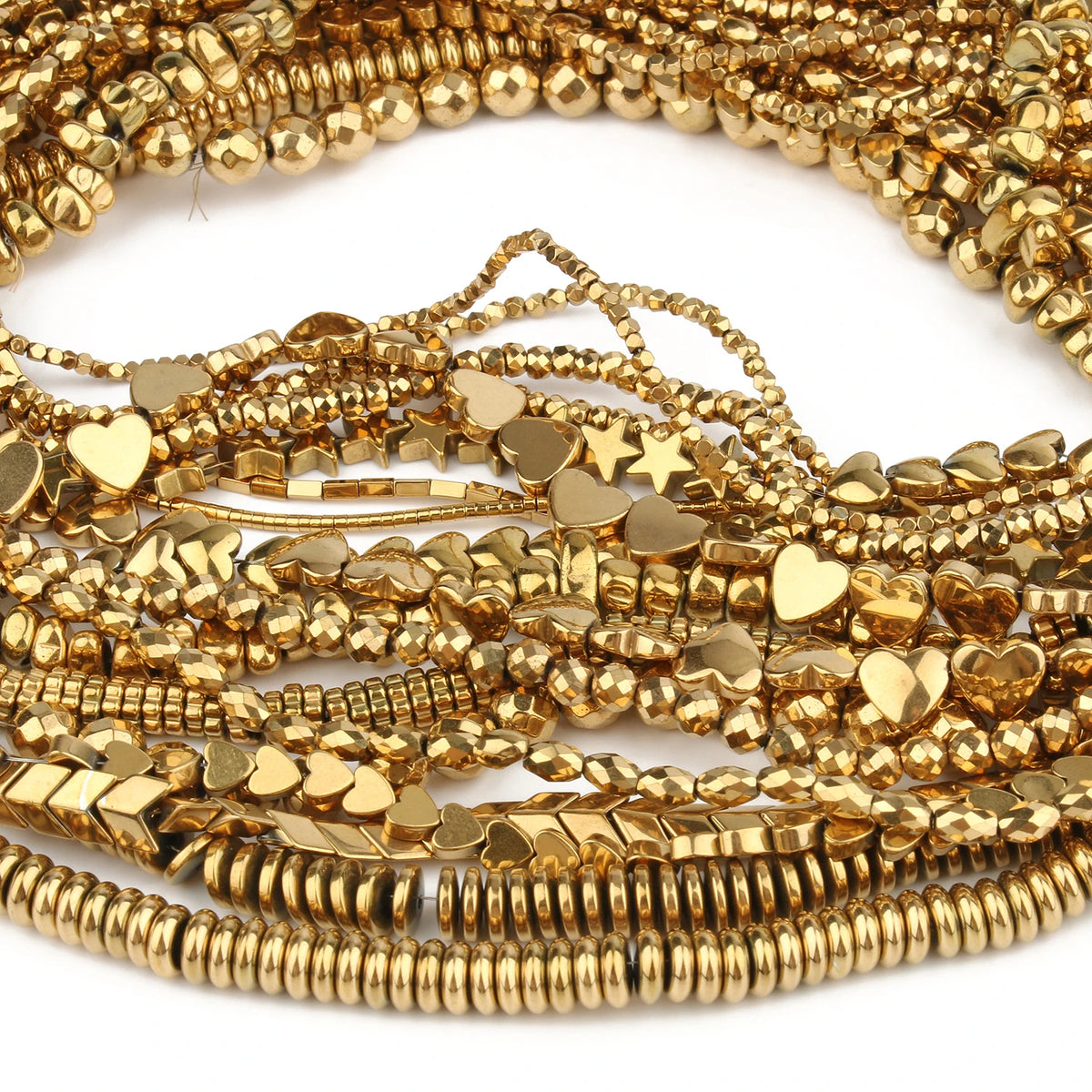 Stone Beads Gold-Tone Hematite-Style Spacer Shapes for DIY Jewelry Making