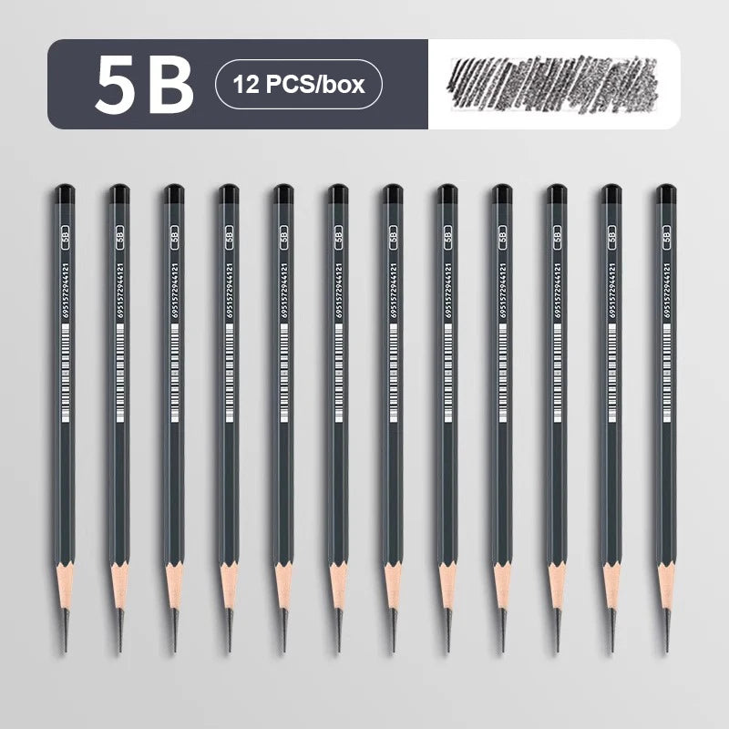 Graphite & Charcoal Sketch Pencil Set — 2H to 14B, 12 or 24 Piece