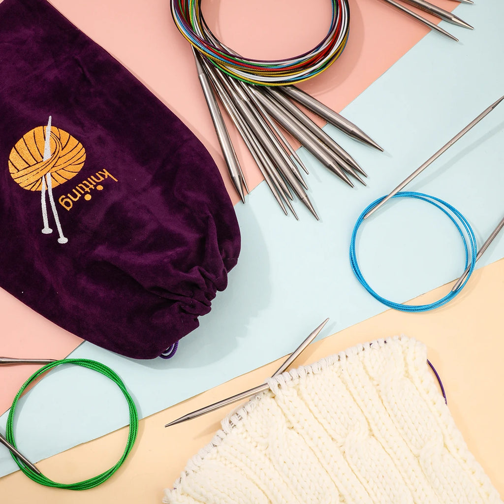 Knitting Needles, Stainless Steel Circular for Handmade Sweaters & Scarves