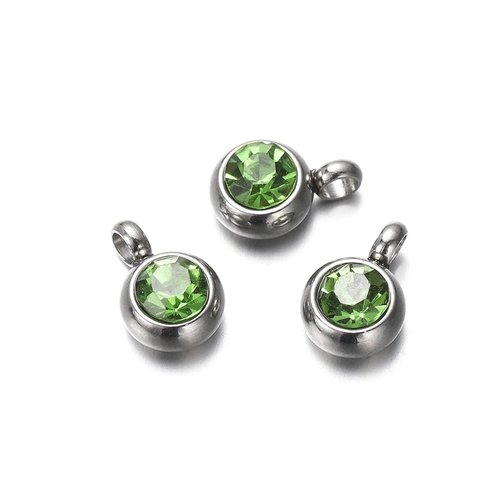 Earring Components Stainless Steel Birthstone Necklace Pendant Craft Supplies