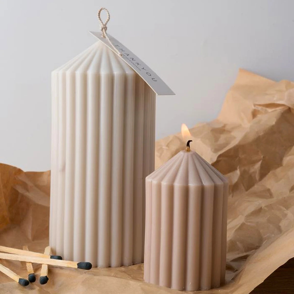 DIY Striped Cylindrical Candle Silicone Mold 3D Church Pointed Aromath Soap Molds Candles Making Tool Wedding Party Decor Gifts
