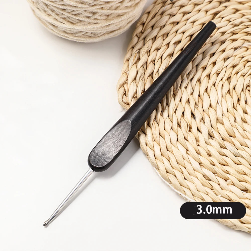Crochet Hook, Wooden Handle & Aluminum Tip for Handmade Sweaters & Crafts
