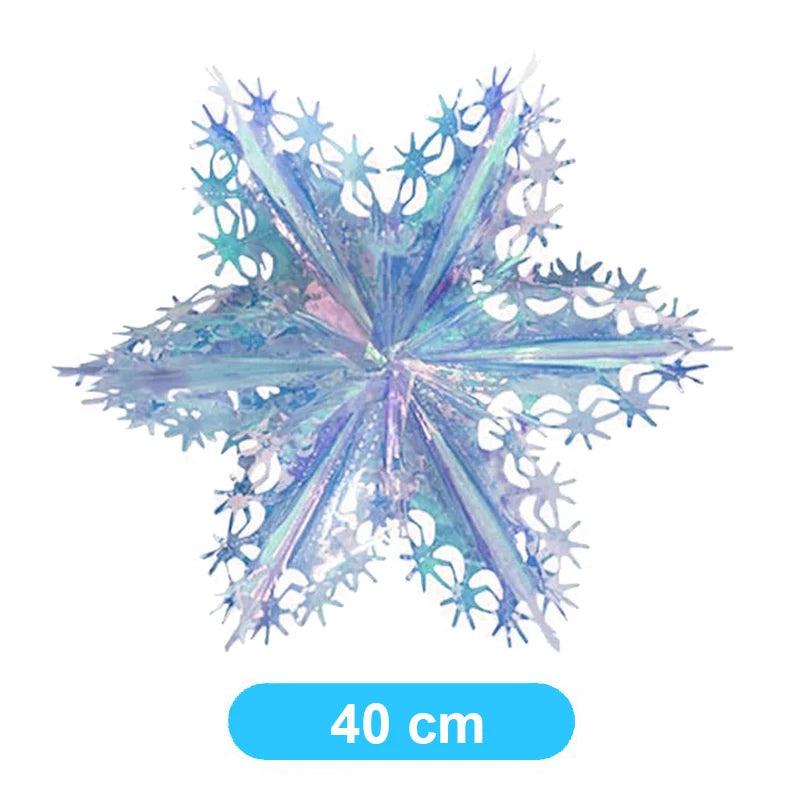 Christmas Iridescent Honeycomb Ball Hanging Ornaments Paper Fan Snowflake Garlands Iridescent Balls for Wedding Birthday Xmas