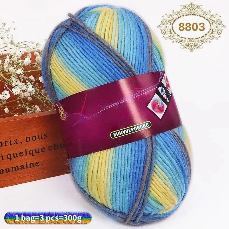 Yarn, Gradient Wool-Style Strands for Knitting Shawls, Hats & Craft Projects