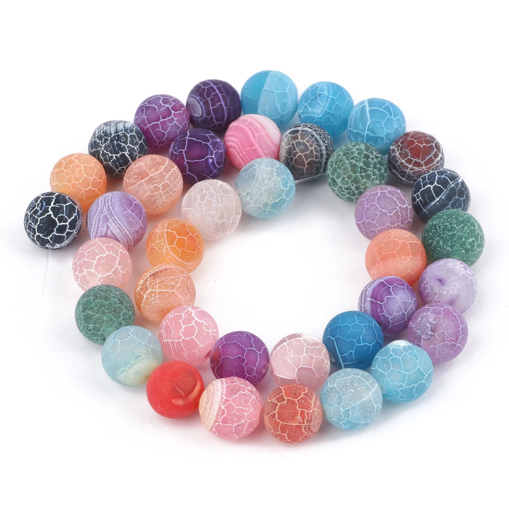 Stone Beads Matte Cracked Agate Dragon Vein Styles for DIY Jewelry Making