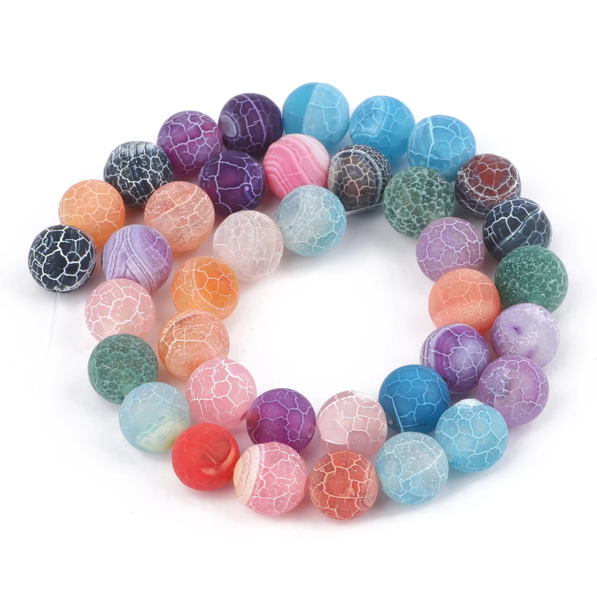 Stone Beads Matte Cracked Agate Dragon Vein Styles for DIY Jewelry Making