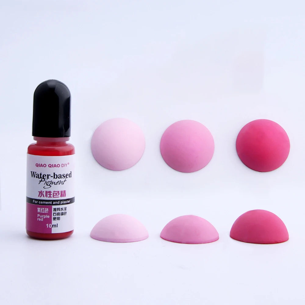 Cement & Plaster Liquid Dye, 10ml — 12 Colors, Gypsum Craft Pigment