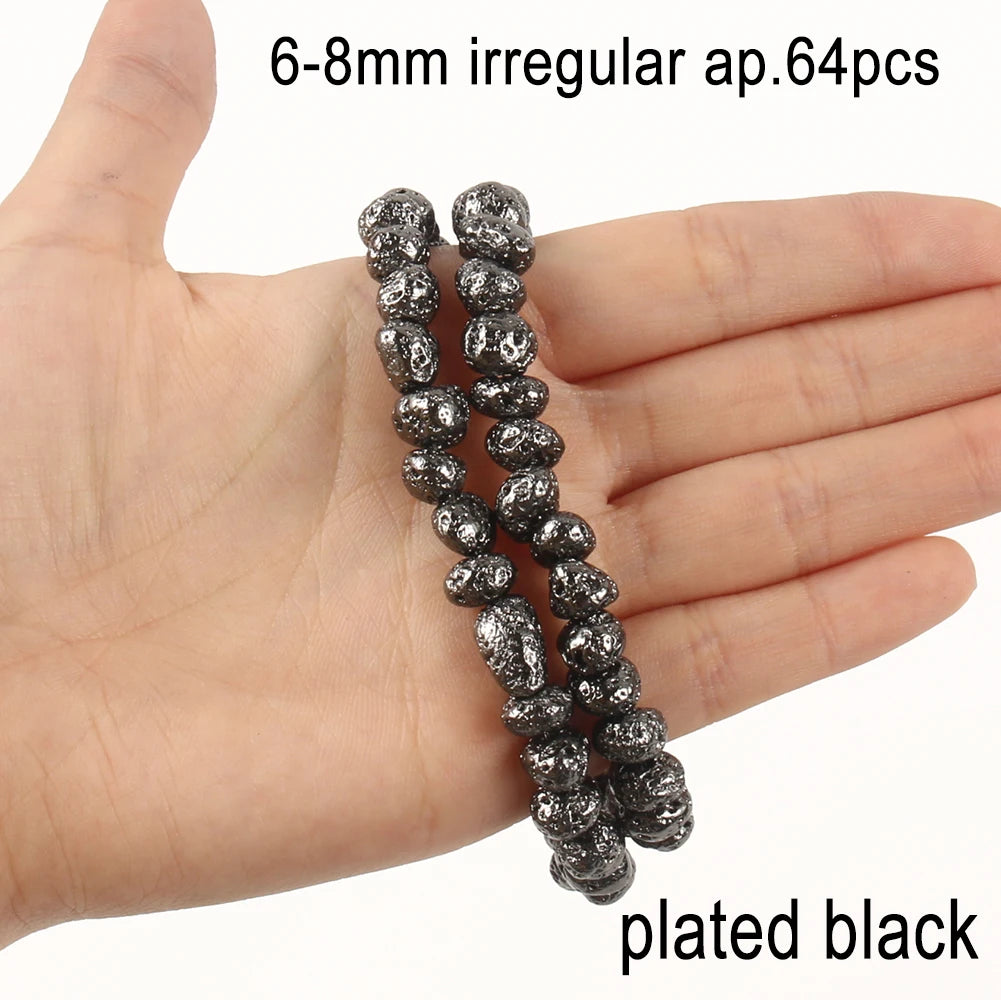Stone Beads Black Volcanic Lava Spacer Waist Bracelets Necklace Craft Beads