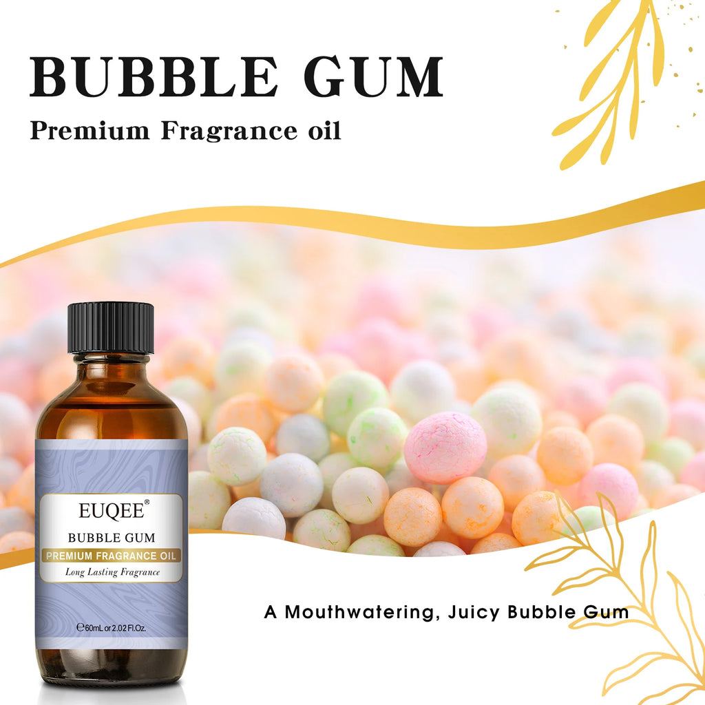 EUQEE 60ml Premium Fragrance Oil For Diffuser Candle Making Coconut & Vanilla Japanese Magnolia Bubble Gum Aroma Fragrance Oils