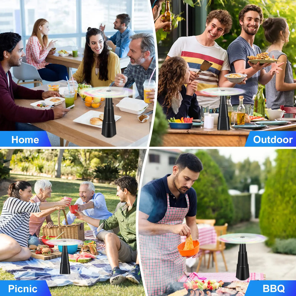 Table Rechargeable Fly Fans Outdoor Fly Repellent Fans for Outdoor Top Insect Repellent Fan with Holographic Blade for Picnic