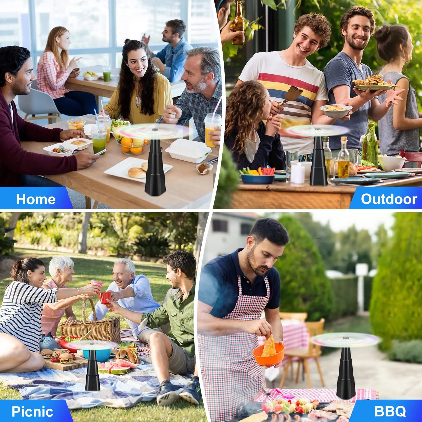 Table Rechargeable Fly Fans Outdoor Fly Repellent Fans for Outdoor Top Insect Repellent Fan with Holographic Blade for Picnic
