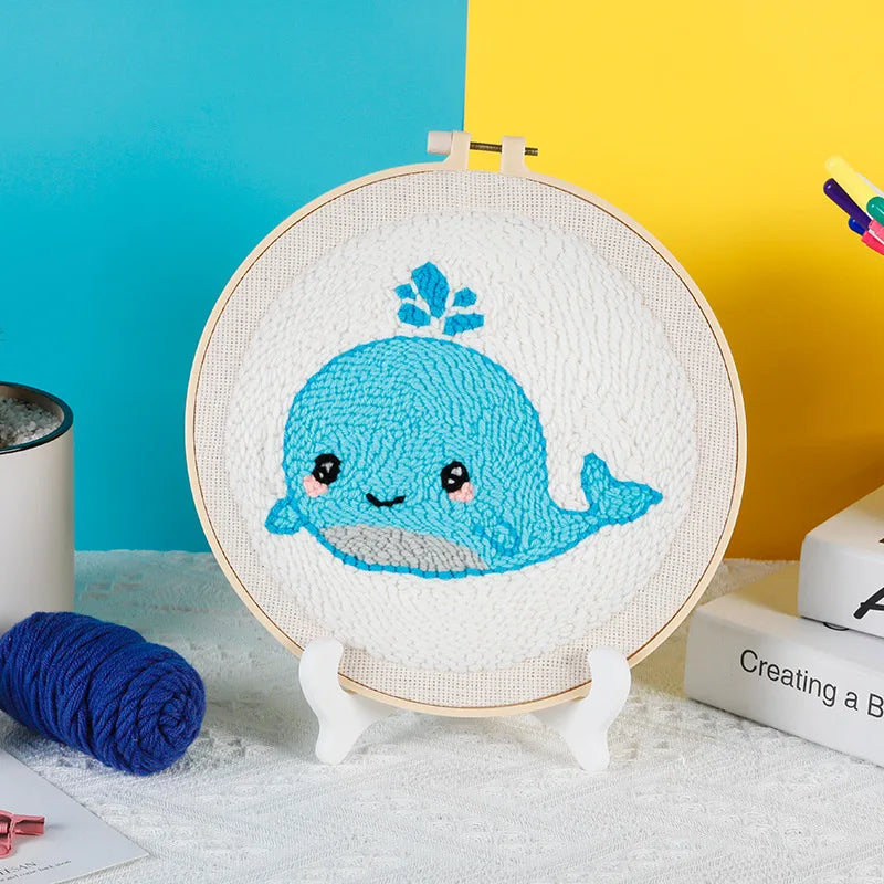 Punch Needle Kit, Christmas Animal Designs for Beginner Embroidery & Gifts