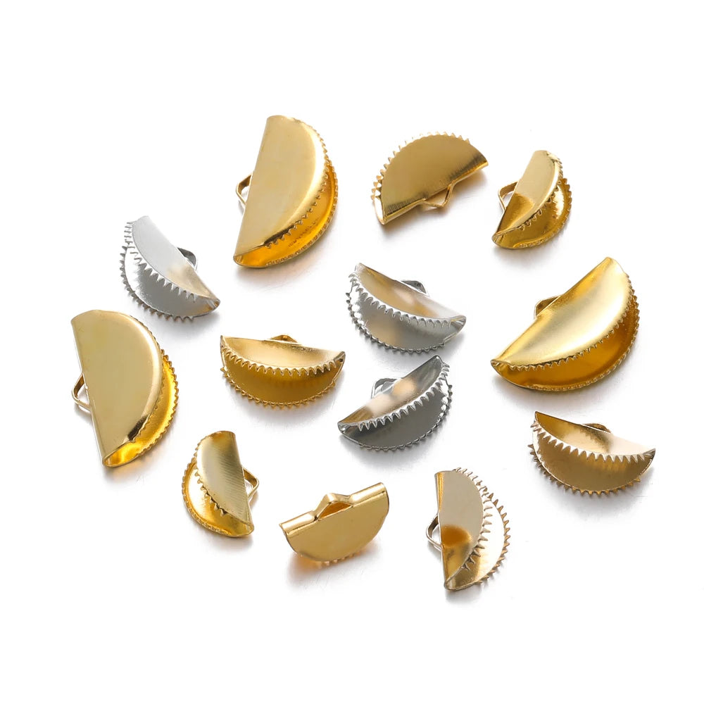 Cord End Crimps Alloy Ribbon Leather Clip Caps DIY Jewelry Making Craft Supplies