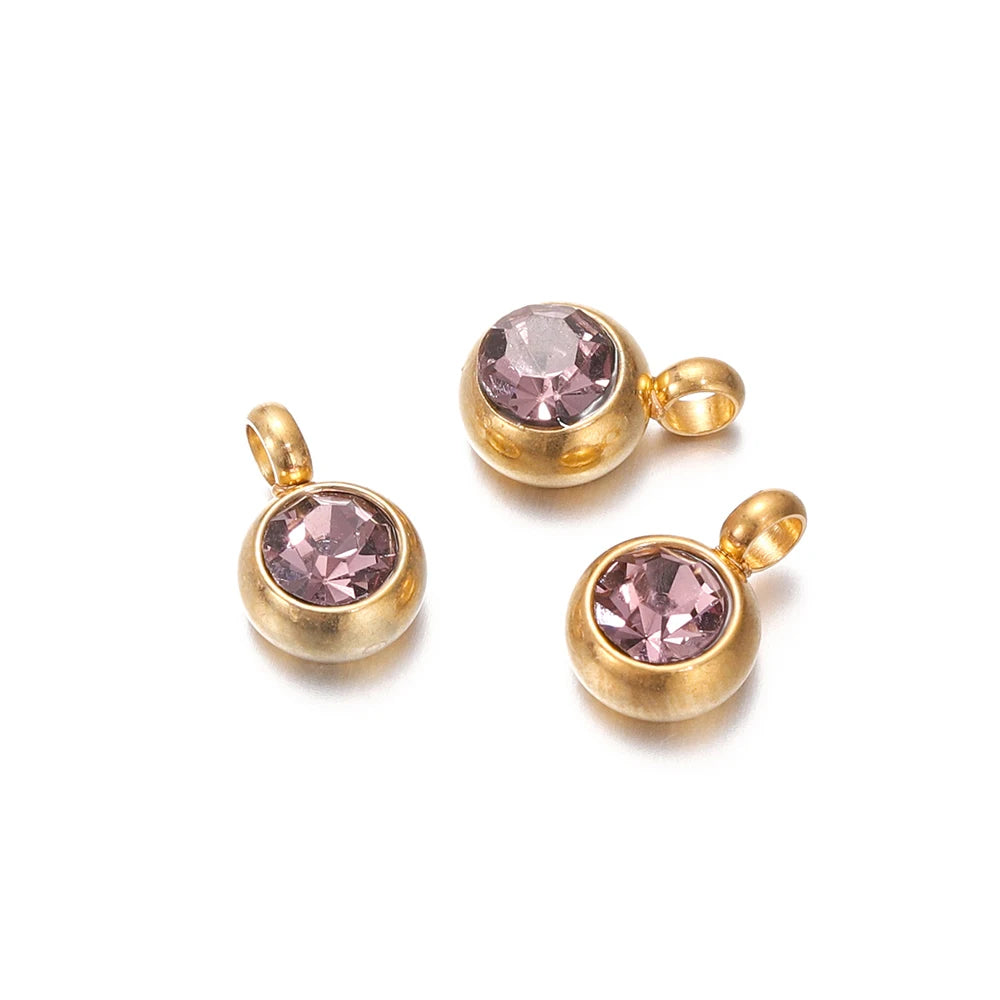 Earring Components Stainless Steel Birthstone Necklace Pendant Craft Supplies