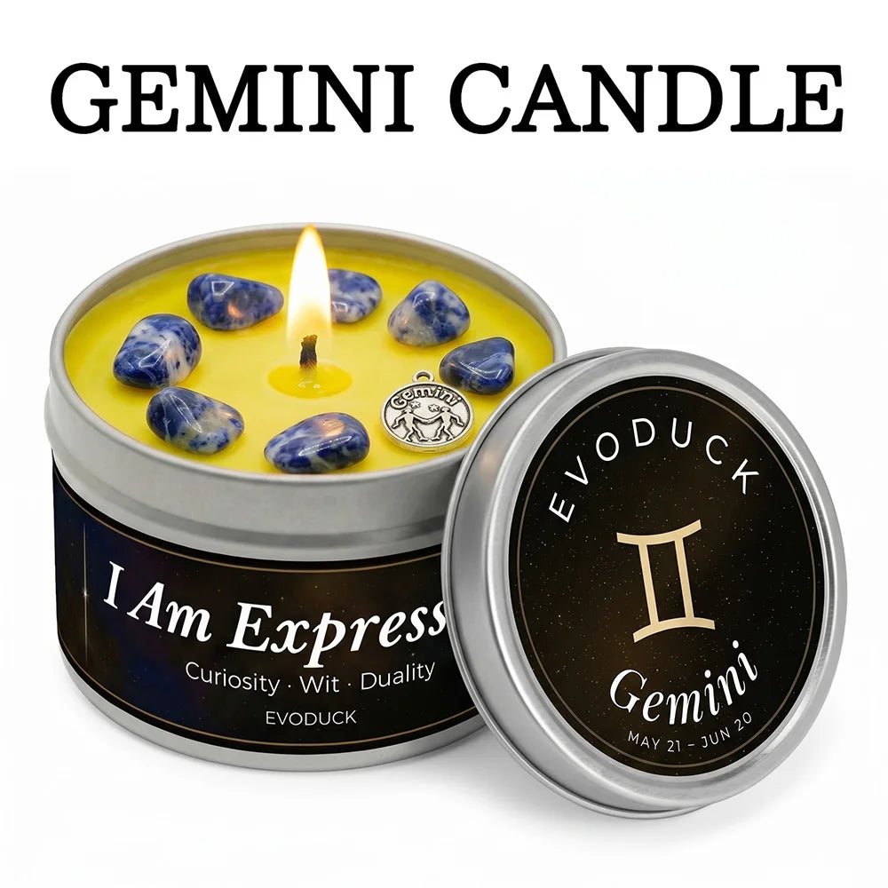 Scented Candles EVODUCK Zodiac Crystal Tins Astrology Birthday Home Fragrance