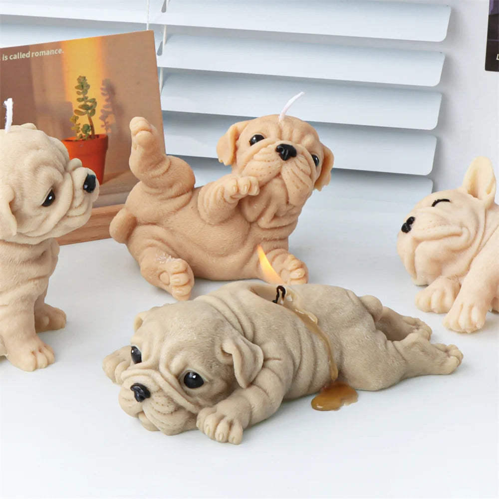 3D Dog Silicone Candle Molds Shar Pei Puppy Scented Plaster Soap Chocolate Cake Baking Fondant Moulds DIY Ainmal Making Mold
