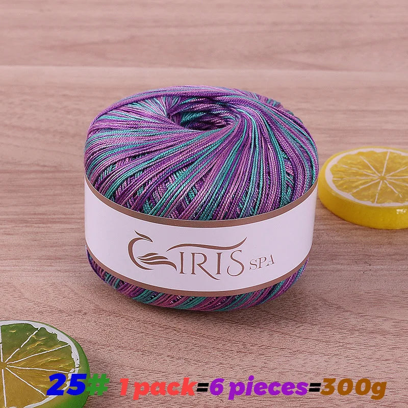 Yarn, Fine Lace with Gradient Colors for Crochet Shawls & Summer Knitwear