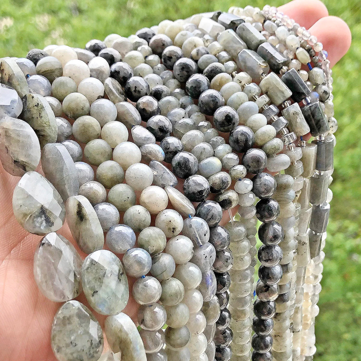 Stone Beads Gray Labradorite Faceted Round Heart Irregular Matte Craft Beads