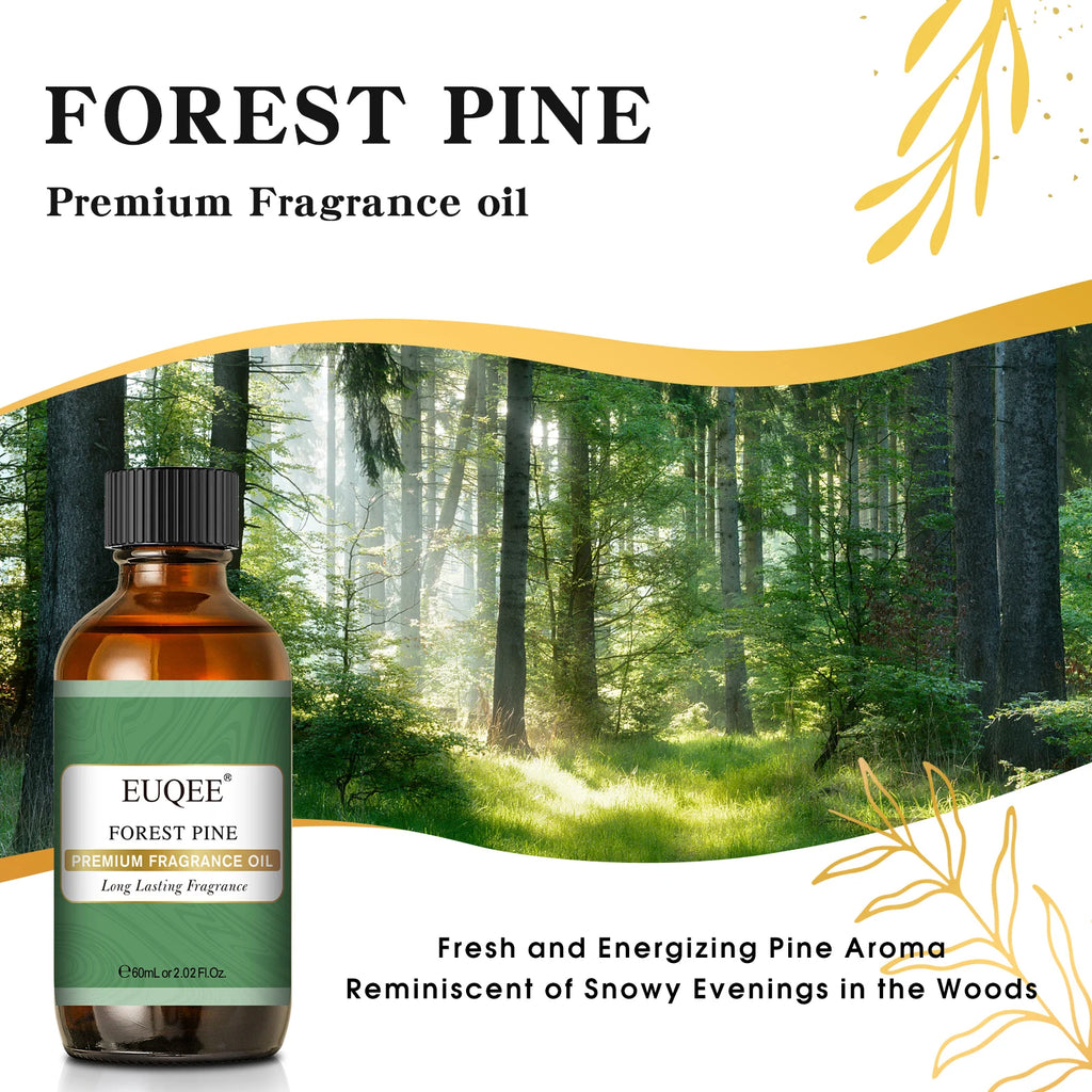 EUQEE 60ml Men's Fragrance Oils with Glass Dropper Leather Dragons Blood Forest Pine Chocolate Aroma Oils For Car Diffusion