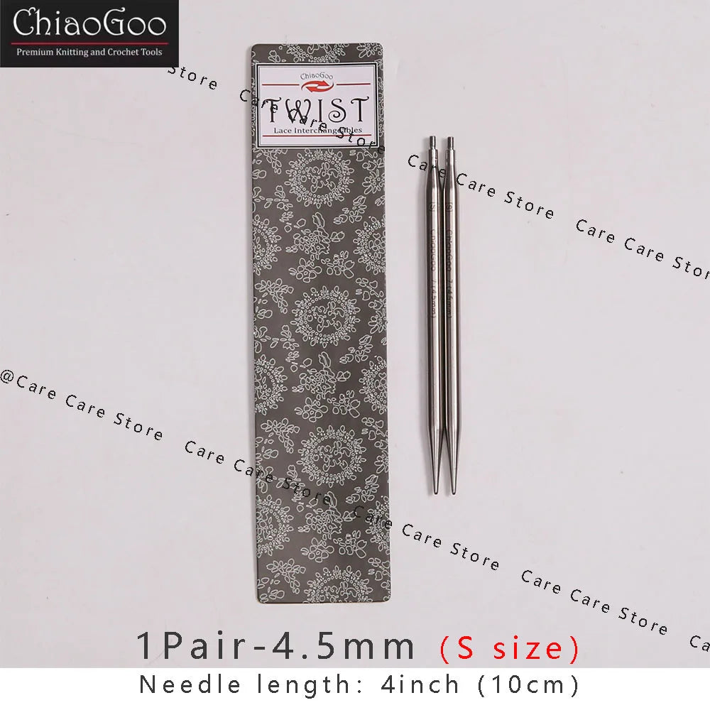 Knitting Needle Tips, ChiaoGoo TWIST Stainless Steel Interchangeable Pair