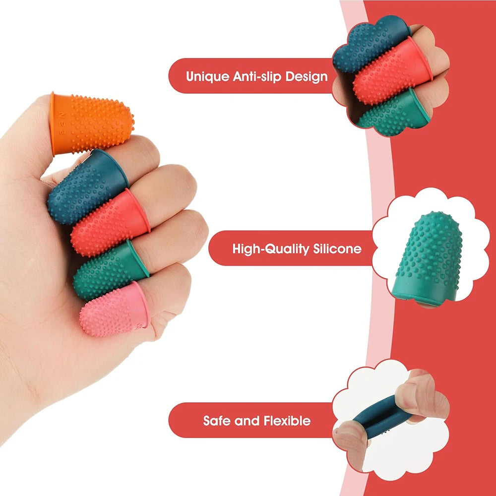 Finger Protectors, Silicone Thimble Sleeves for Embroidery & Sewing Crafts