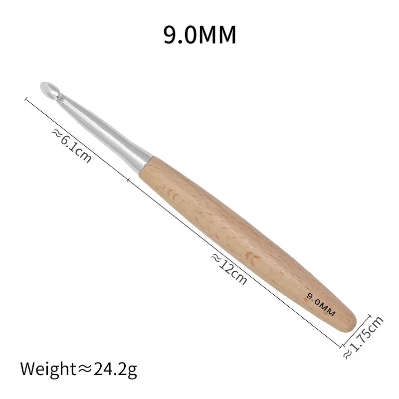 Crochet Hook, Wooden Handle for Handmade Sweaters & Needlecraft Projects
