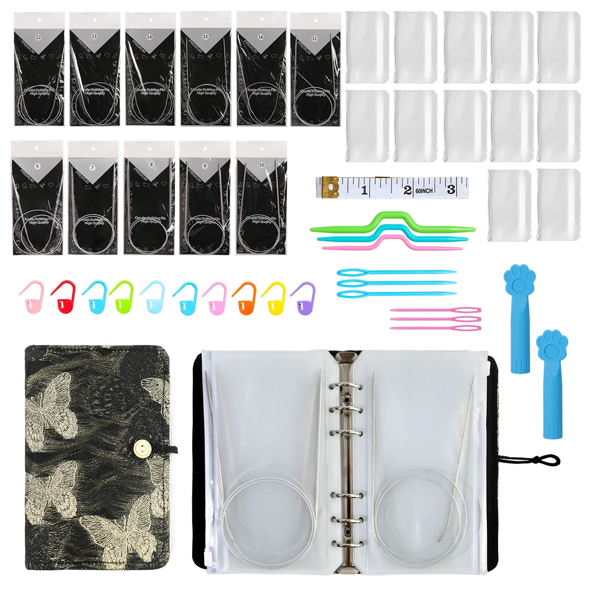 Knitting Needle Organizer Set for Circular Needles & Needlecraft Storage