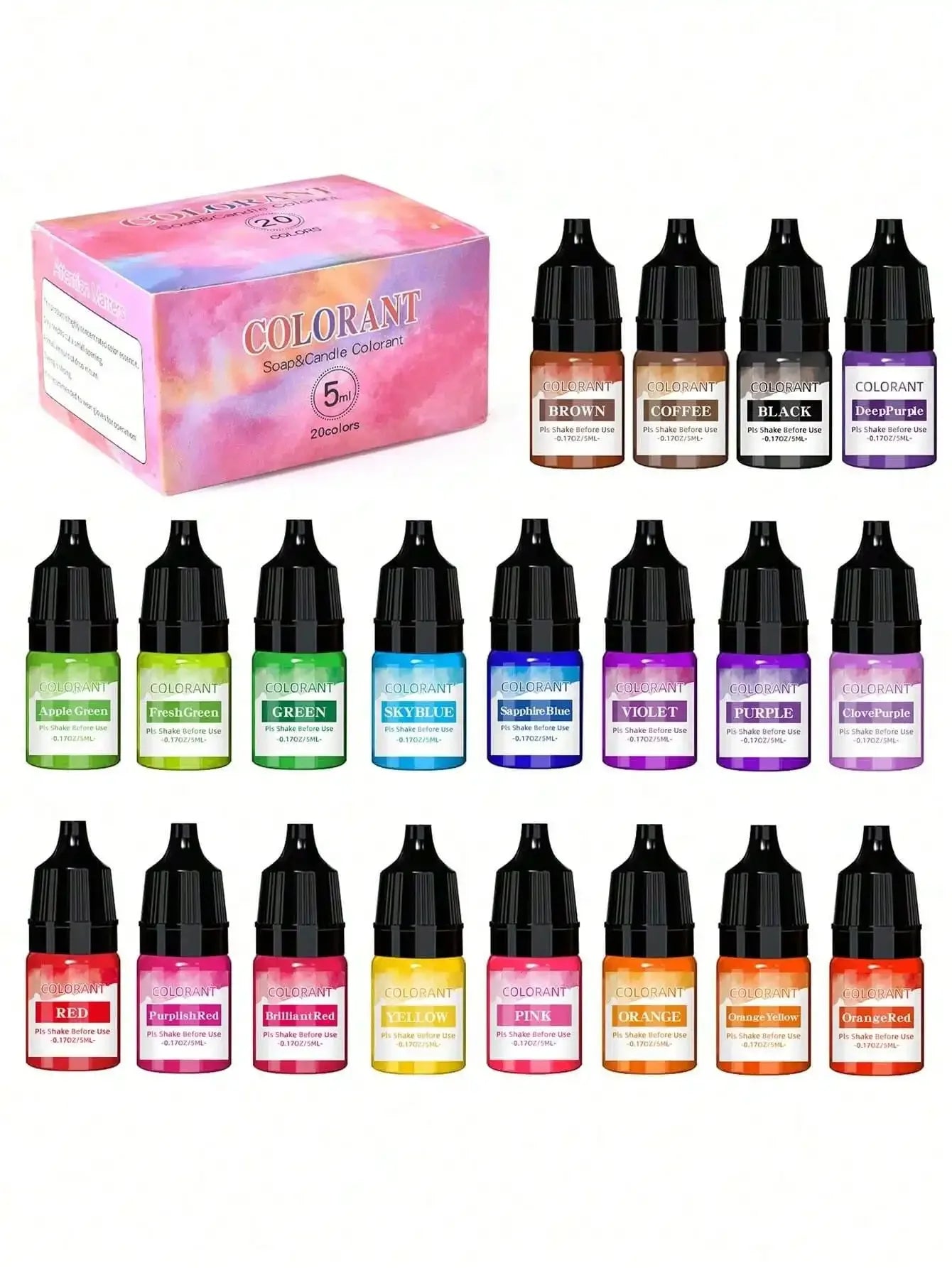5ml 20 Colors Candle Dye Suitable For Silicone Mold DIY Handmade Scented Candles Soap Dye Soy Wax Colorant