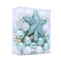 Christmas Ornaments 34pc Set Glitter Star Topper 9 Colors