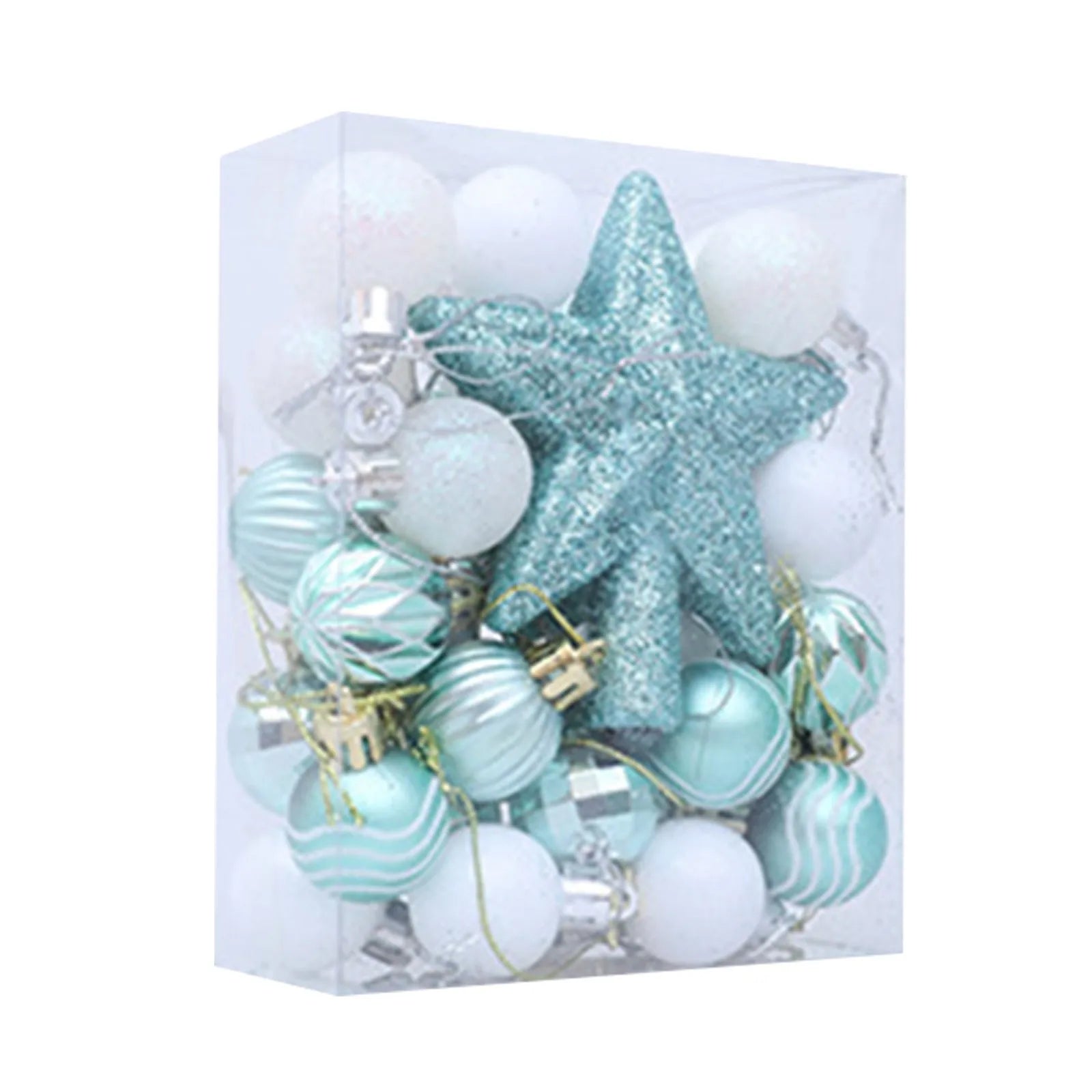 Christmas Ball Ornament Set Multi-Color Glitter Star Design Festive Holiday Christmas Tree Decoration Accessory Variety Pack