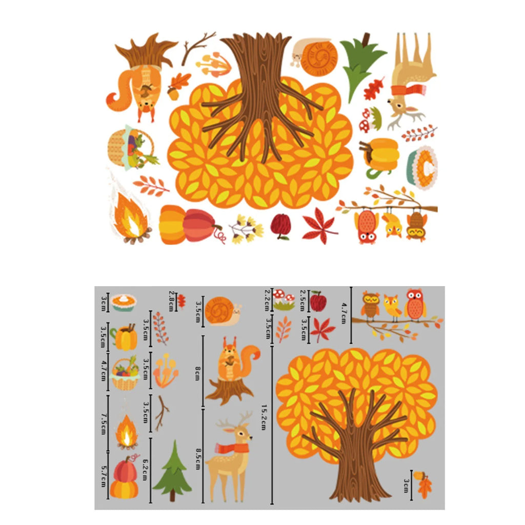 Thanksgiving Window Clings Maple Pumpkin Squirrel Stickers Thanksgiving Decoration For Home Autumn Wall Sticker Window Ornaments