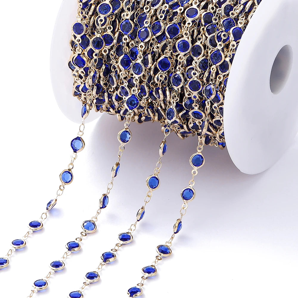 Metal Beads Colorful Crystal Beaded Chain Glass Necklace Chain Bracelet Supplies