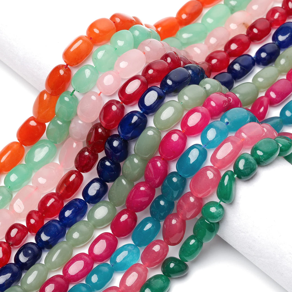 Glass Beads Multicolor Chalcedony-Style Jade-Style Irregular Bracelets