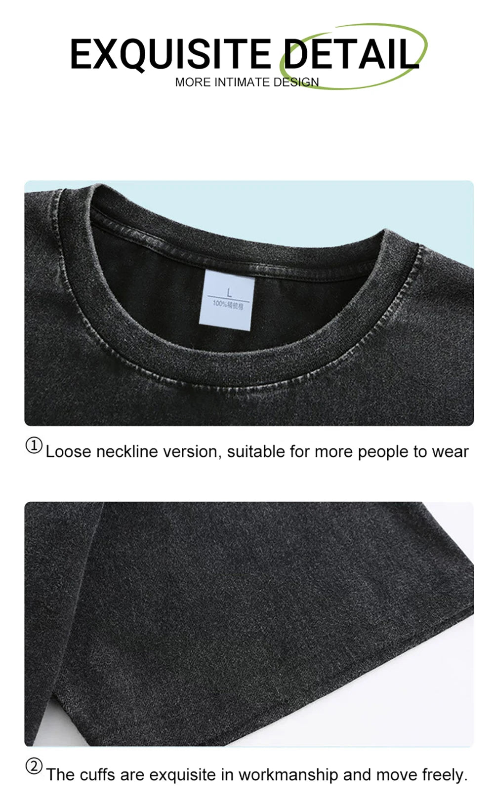T-Shirt Unisex Washed Oversized Heavyweight Solid Color Vintage Loose Tee