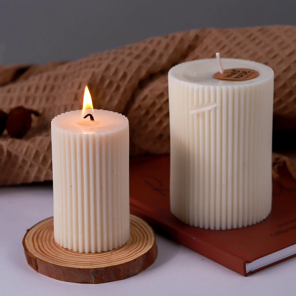 Striped Cylindrical Candle Silicone Mold Handmade Scented Candle Making Wax Mould DIY Crystal Epoxy Resin Craft Molds Home Decor