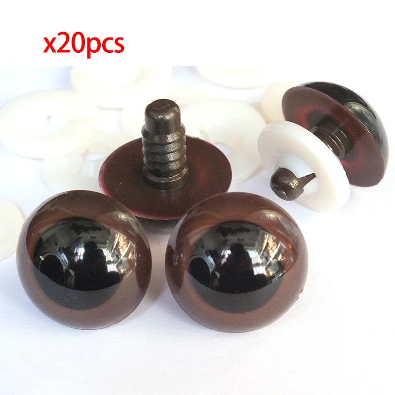 Doll Eyes Safety Eyes Brown Plastic with Washers 8-20mm Amigurumi 20-50pcs