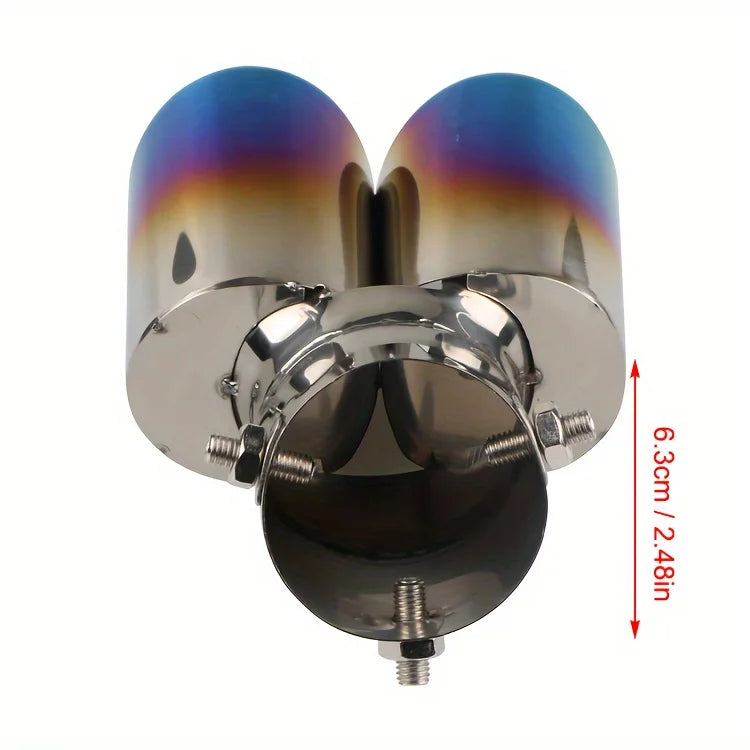 Universal 1-to-2 Stainless Steel Exhaust Tail Pipe Tip | Dual Outlet