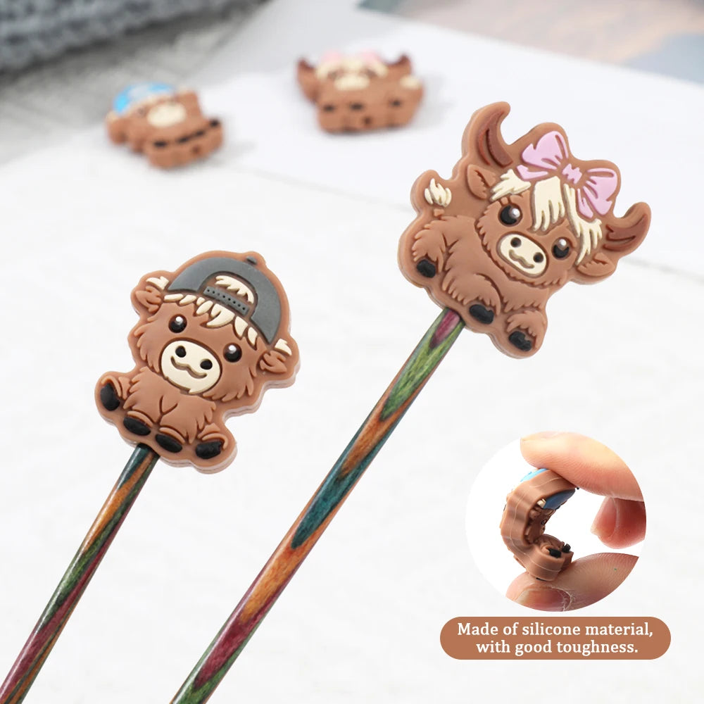 Knitting Needle Stoppers, Butterfly & Animal Tip Caps for Yarn Crafts